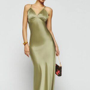 Maysen Silk Dress in Olive Oil (size 10)